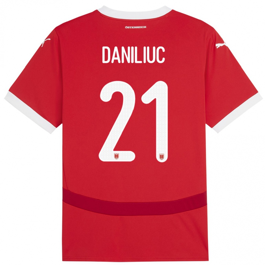 Niño Fútbol Camiseta Austria Flavius Daniliuc #21 Rojo 1ª Equipación 24-26 México