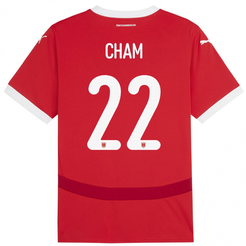 Niño Fútbol Camiseta Austria Muhammed Cham #22 Rojo 1ª Equipación 24-26 México