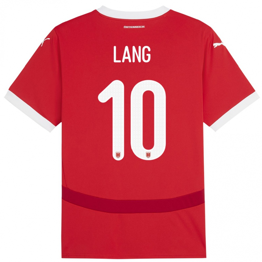 Niño Fútbol Camiseta Austria Christoph Lang #10 Rojo 1ª Equipación 24-26 México