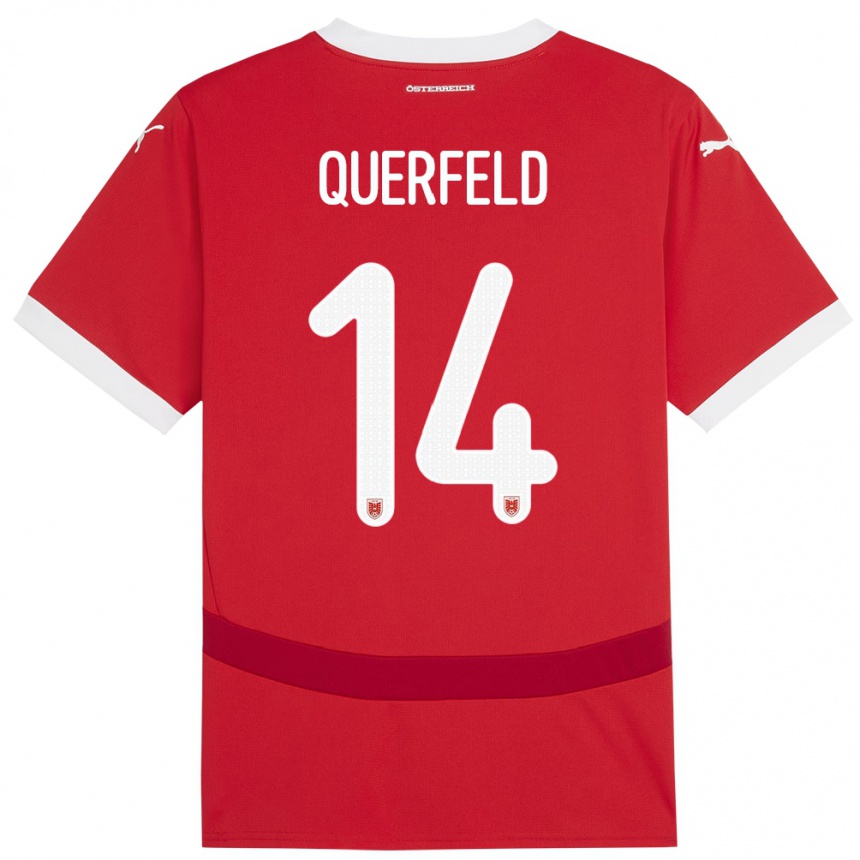 Niño Fútbol Camiseta Austria Leopold Querfeld #14 Rojo 1ª Equipación 24-26 México