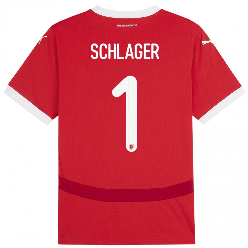 Niño Fútbol Camiseta Austria Alexander Schlager #1 Rojo 1ª Equipación 24-26 México