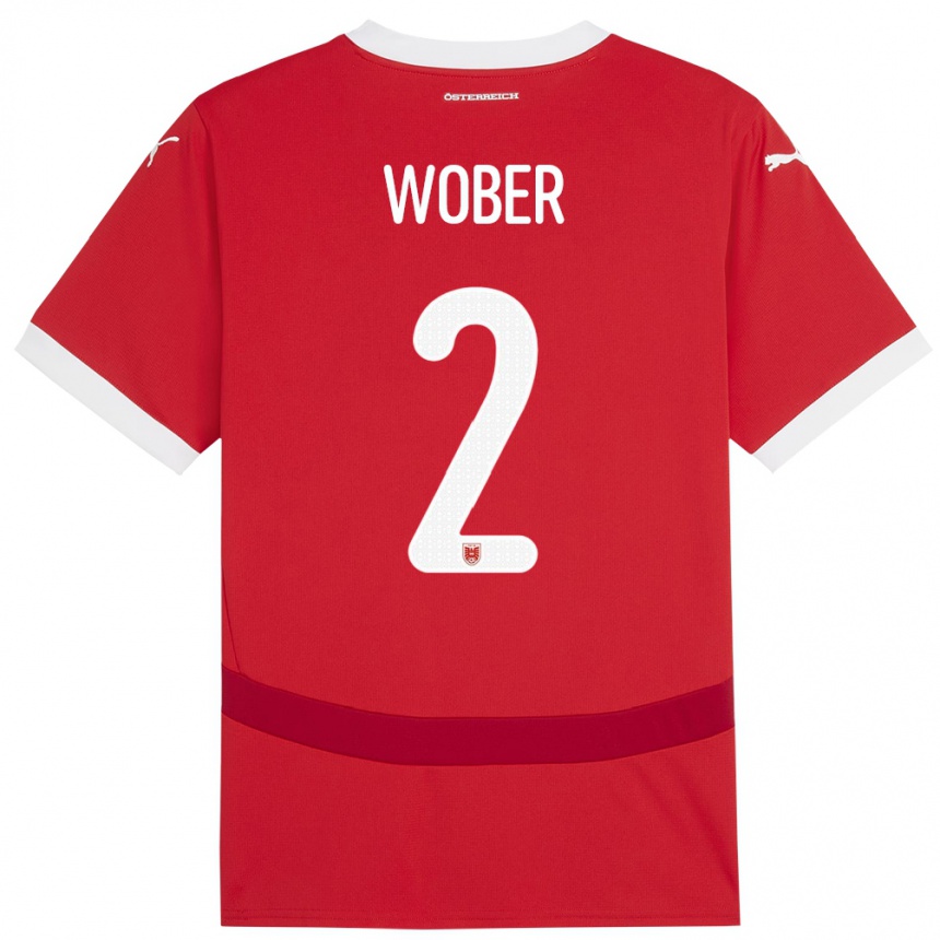 Niño Fútbol Camiseta Austria Maximilian Wöber #2 Rojo 1ª Equipación 24-26 México