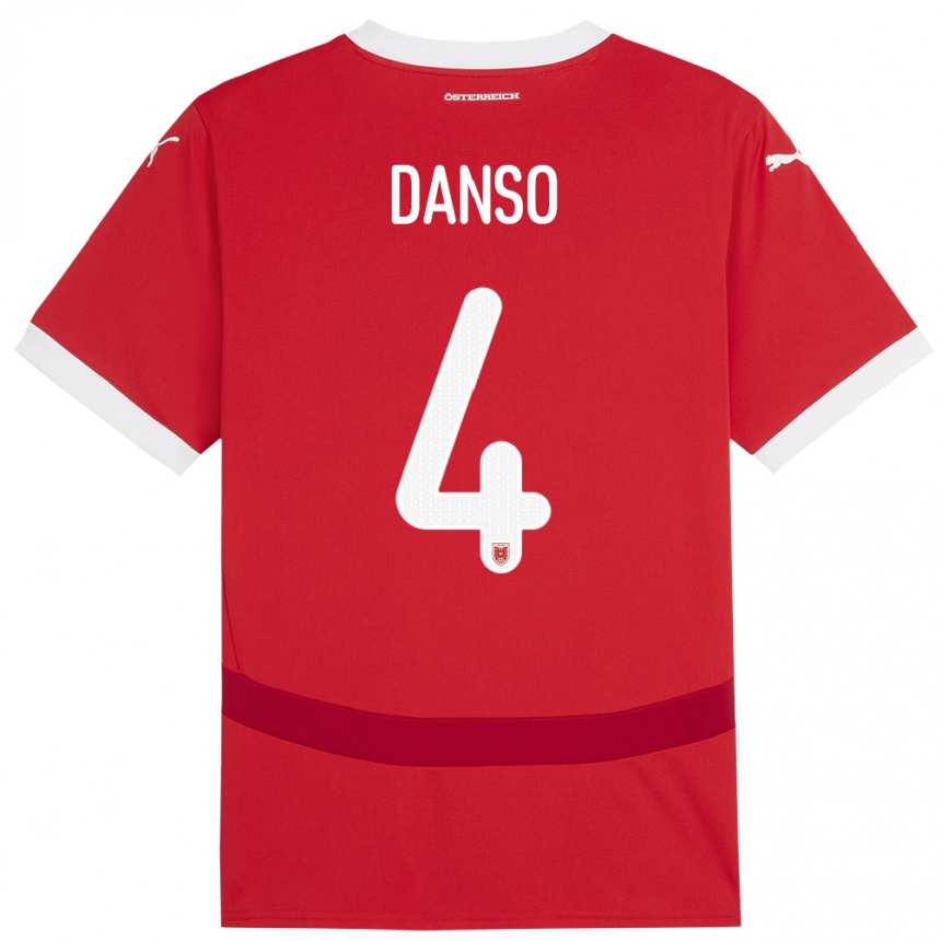 Niño Fútbol Camiseta Austria Kevin Danso #4 Rojo 1ª Equipación 24-26 México