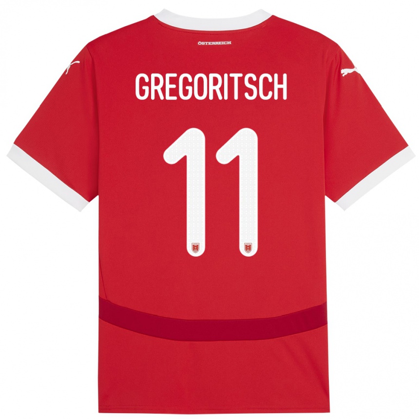 Niño Fútbol Camiseta Austria Michael Gregoritsch #11 Rojo 1ª Equipación 24-26 México