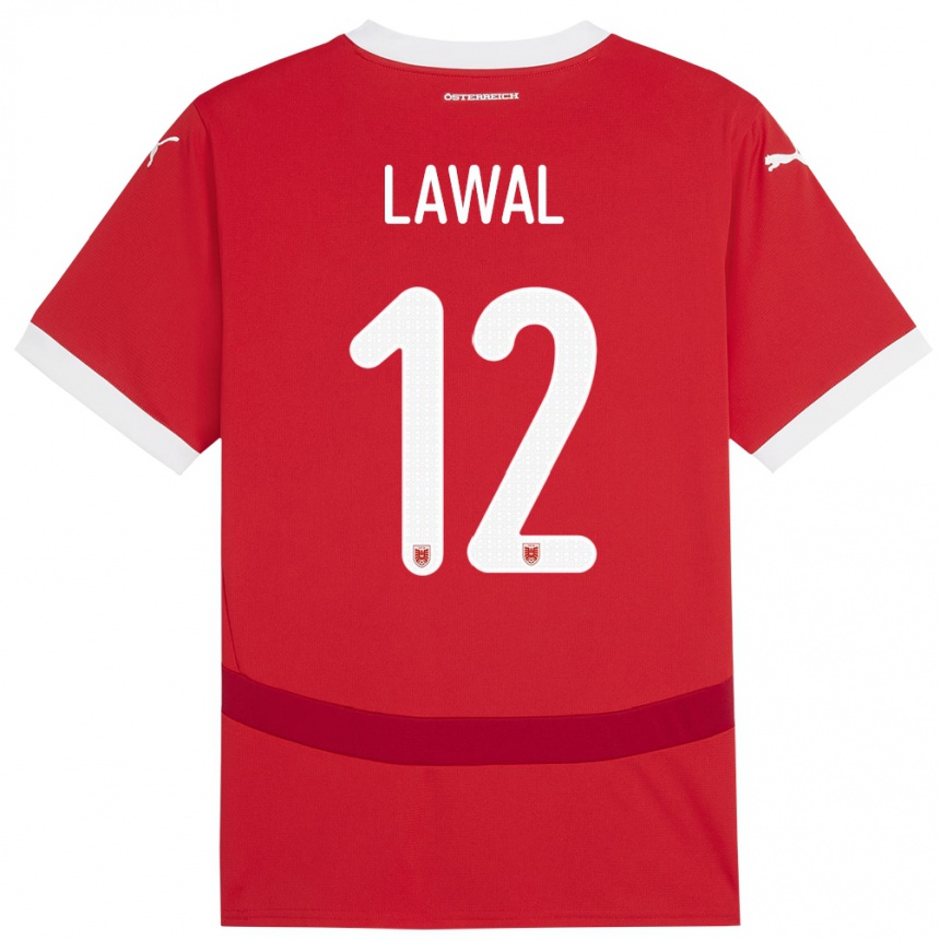 Niño Fútbol Camiseta Austria Tobias Lawal #12 Rojo 1ª Equipación 24-26 México