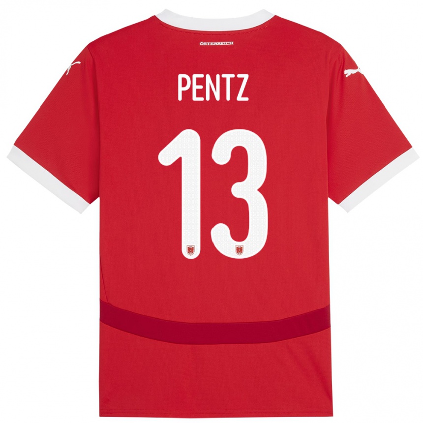 Niño Fútbol Camiseta Austria Patrick Pentz #13 Rojo 1ª Equipación 24-26 México