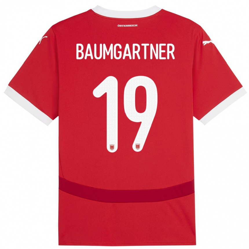 Niño Fútbol Camiseta Austria Christoph Baumgartner #19 Rojo 1ª Equipación 24-26 México