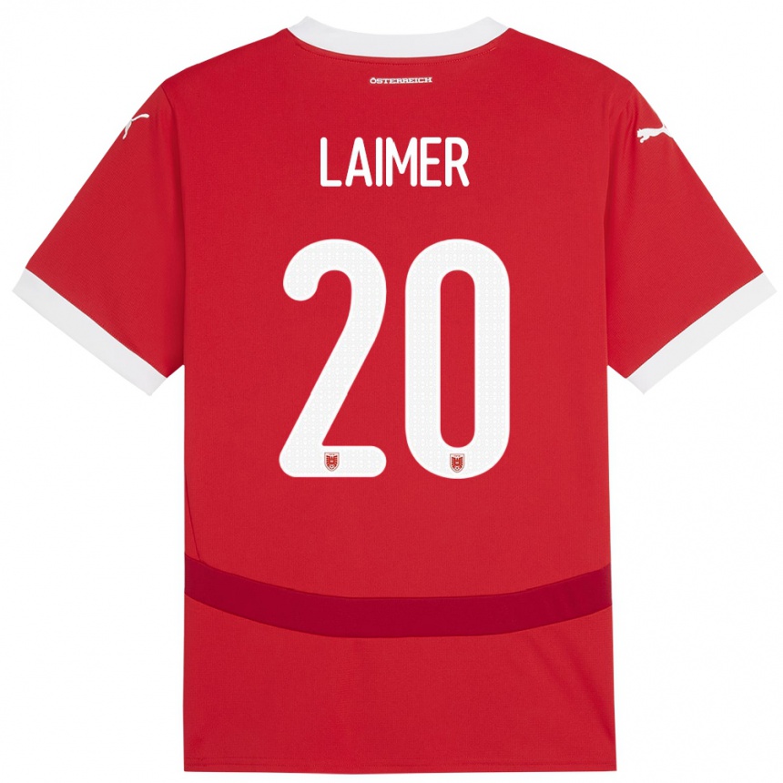 Niño Fútbol Camiseta Austria Konrad Laimer #20 Rojo 1ª Equipación 24-26 México