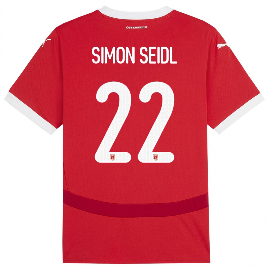 Niño Fútbol Camiseta Austria Simon Seidl #22 Rojo 1ª Equipación 24-26 México