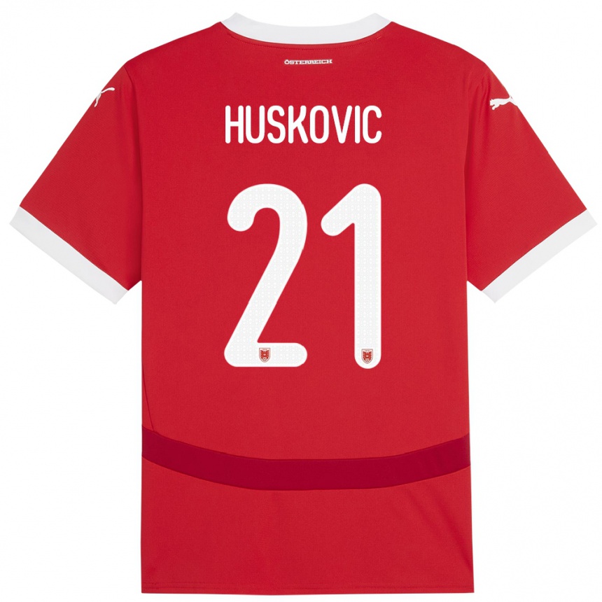 Niño Fútbol Camiseta Austria Muharem Huskovic #21 Rojo 1ª Equipación 24-26 México