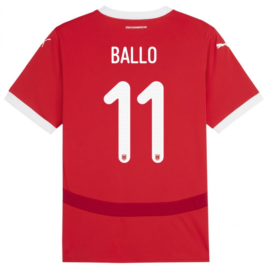 Niño Fútbol Camiseta Austria Thierno Ballo #11 Rojo 1ª Equipación 24-26 México