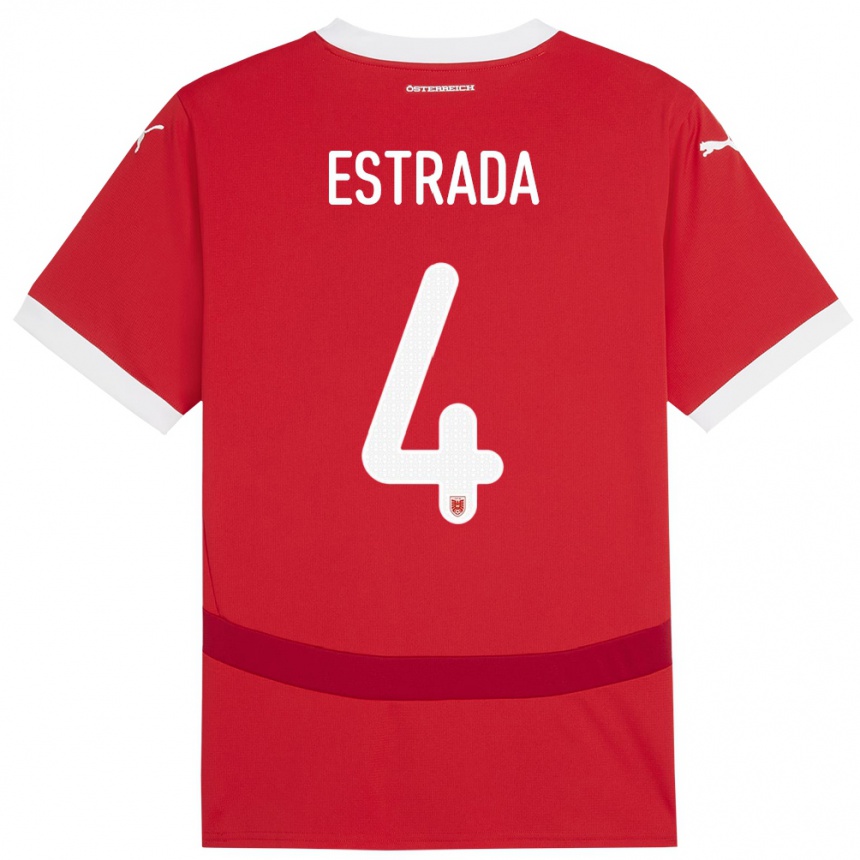 Niño Fútbol Camiseta Austria Pascal Estrada #4 Rojo 1ª Equipación 24-26 México