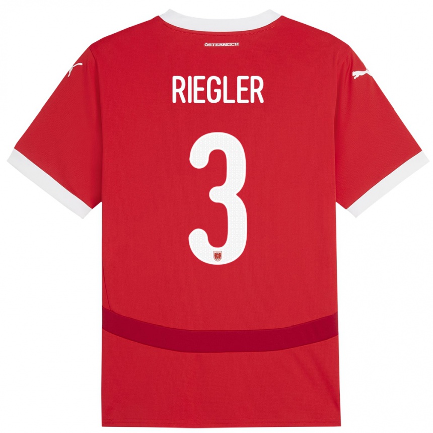 Niño Fútbol Camiseta Austria David Riegler #3 Rojo 1ª Equipación 24-26 México