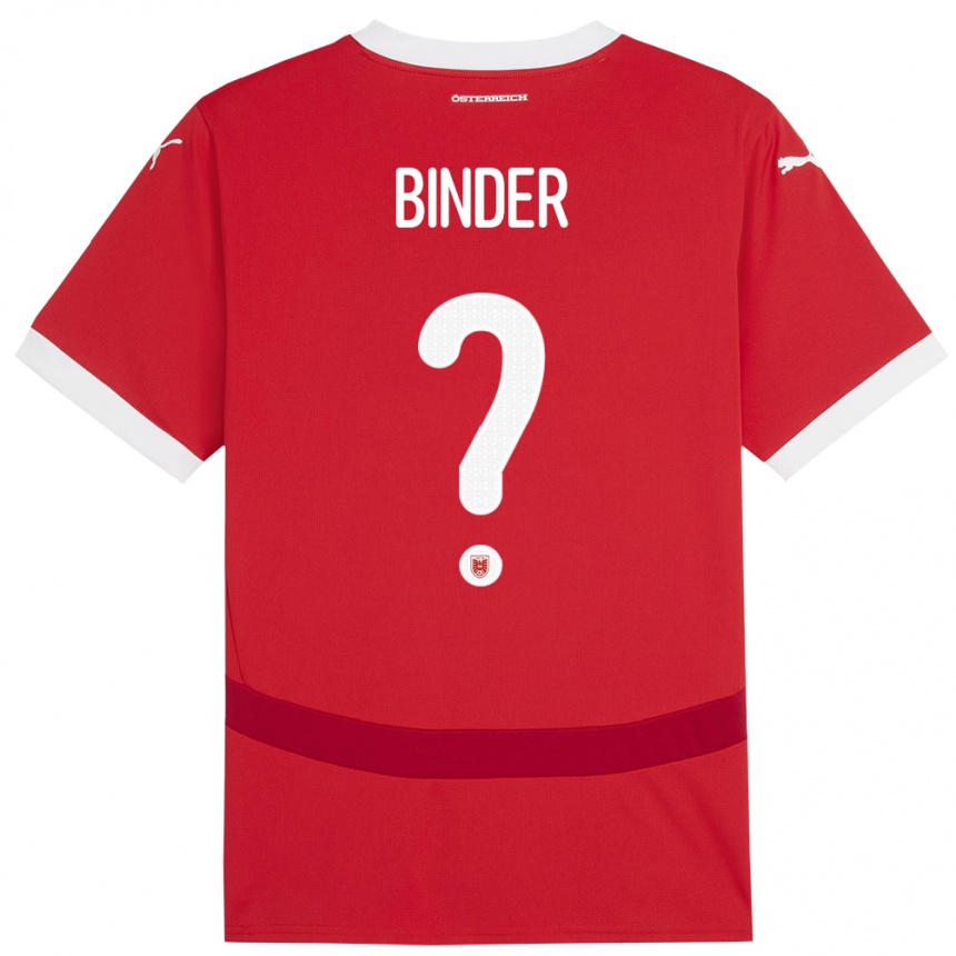 Niño Fútbol Camiseta Austria Nicolas Binder #0 Rojo 1ª Equipación 24-26 México