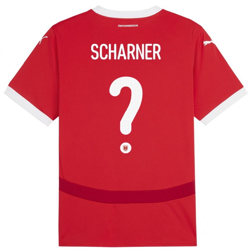 Niño Fútbol Camiseta Austria Benedict Scharner #0 Rojo 1ª Equipación 24-26 México