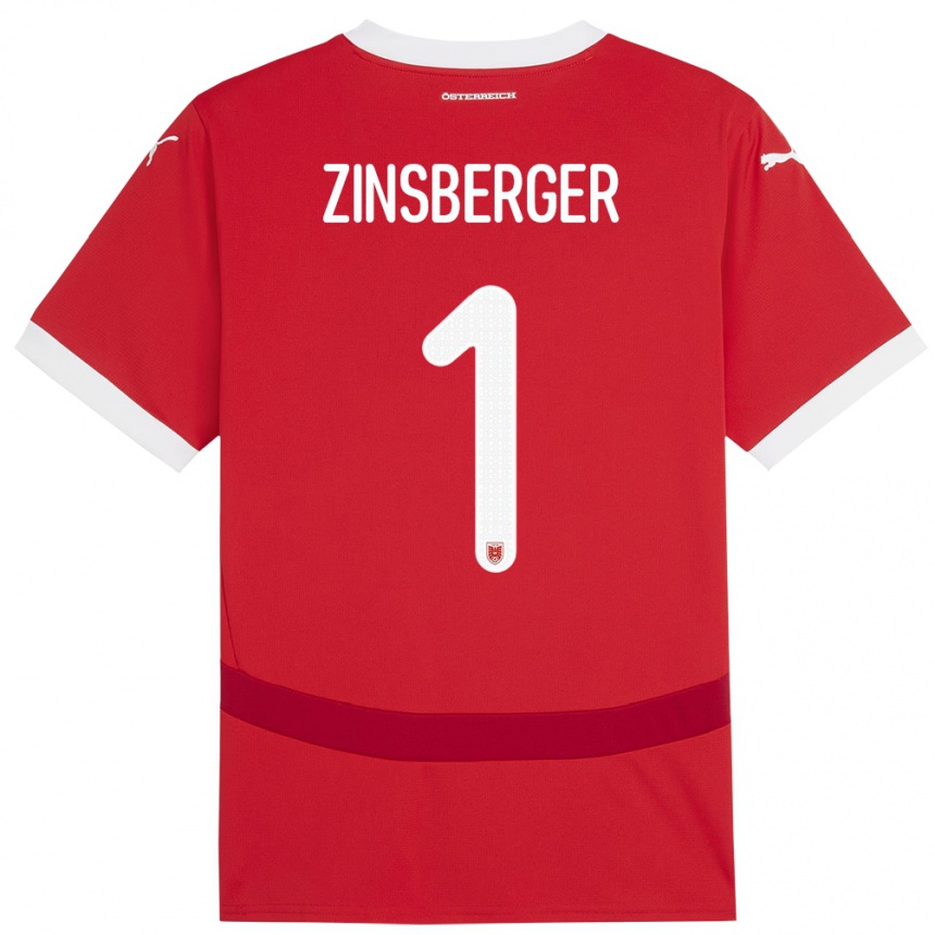 Niño Fútbol Camiseta Austria Manuela Zinsberger #1 Rojo 1ª Equipación 24-26 México