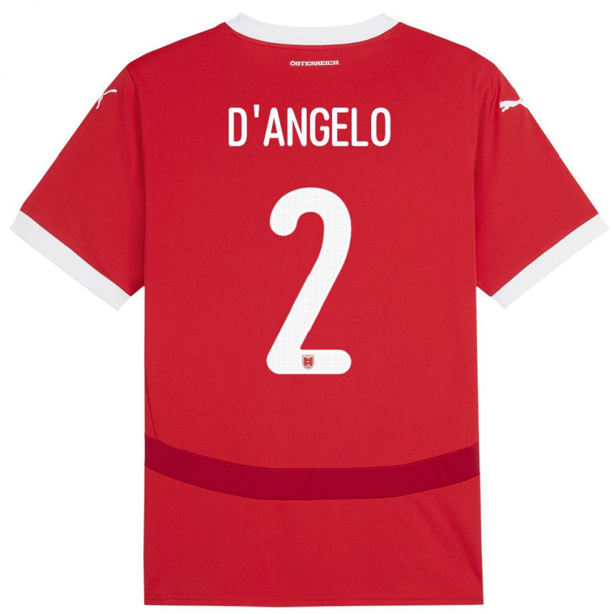 Niño Fútbol Camiseta Austria Chiara D’angelo #2 Rojo 1ª Equipación 24-26 México