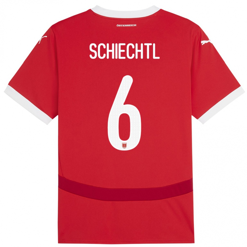 Niño Fútbol Camiseta Austria Katharina Schiechtl #6 Rojo 1ª Equipación 24-26 México