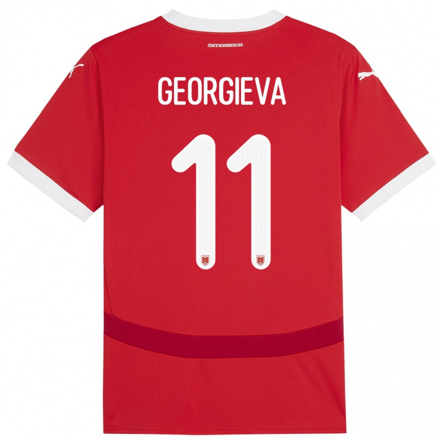 Niño Fútbol Camiseta Austria Marina Georgieva #11 Rojo 1ª Equipación 24-26 México