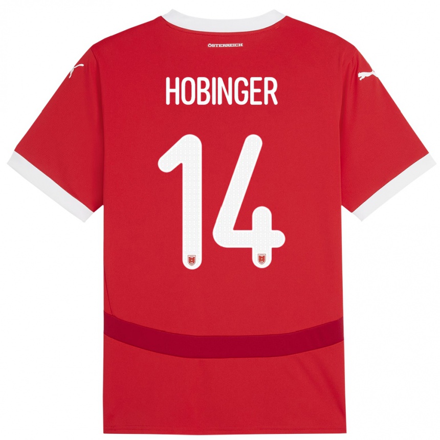 Niño Fútbol Camiseta Austria Marie Höbinger #14 Rojo 1ª Equipación 24-26 México