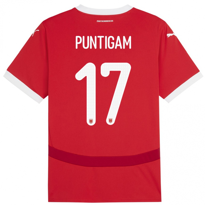 Niño Fútbol Camiseta Austria Sarah Puntigam #17 Rojo 1ª Equipación 24-26 México