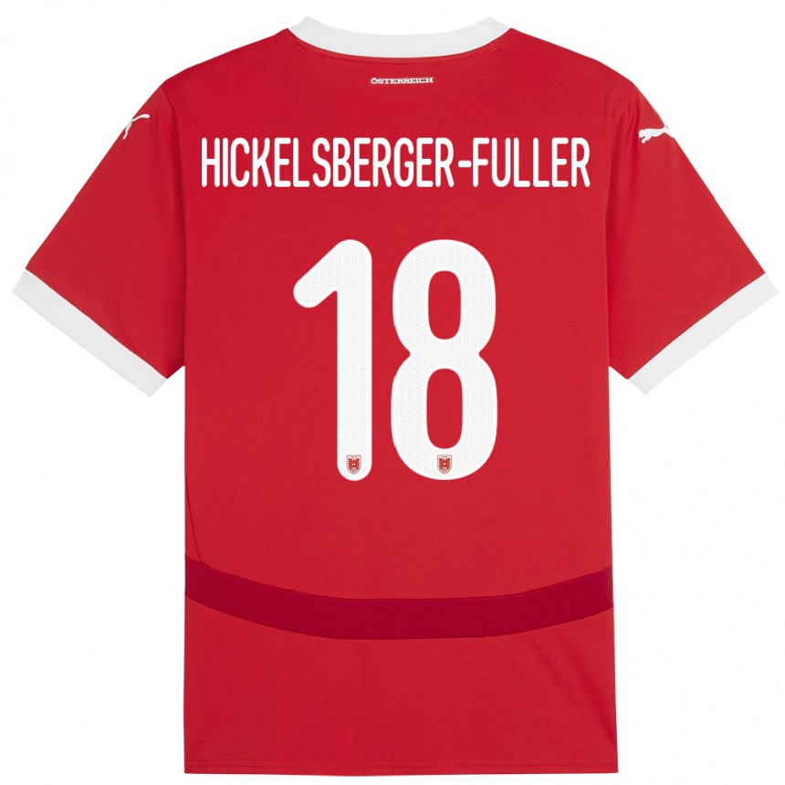 Niño Fútbol Camiseta Austria Julia Hickelsberger-Füller #18 Rojo 1ª Equipación 24-26 México