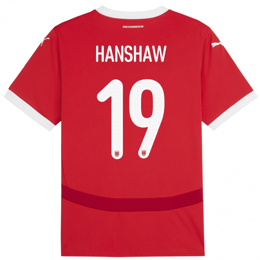 Niño Fútbol Camiseta Austria Verena Hanshaw #19 Rojo 1ª Equipación 24-26 México