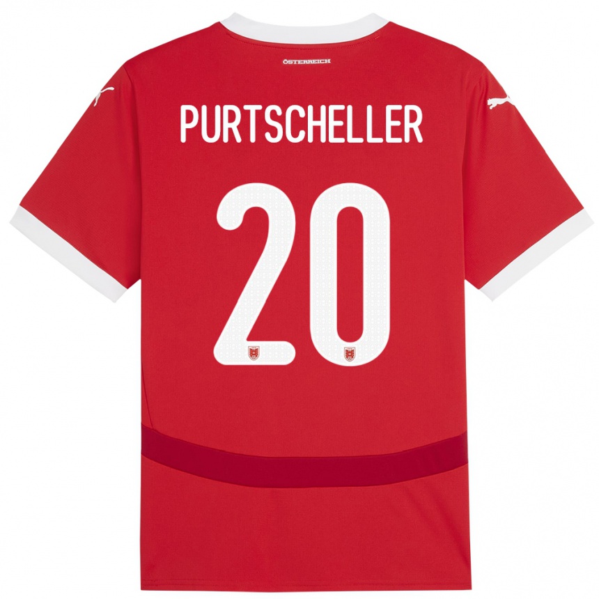 Niño Fútbol Camiseta Austria Lilli Purtscheller #20 Rojo 1ª Equipación 24-26 México