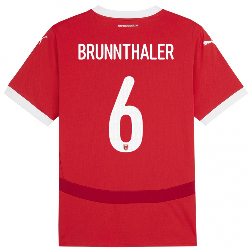 Niño Fútbol Camiseta Austria Melanie Brunnthaler #6 Rojo 1ª Equipación 24-26 México