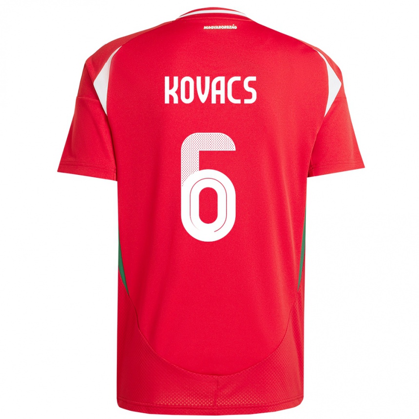 Niño Fútbol Camiseta Hungría Noel Kovács #6 Rojo 1ª Equipación 24-26 México