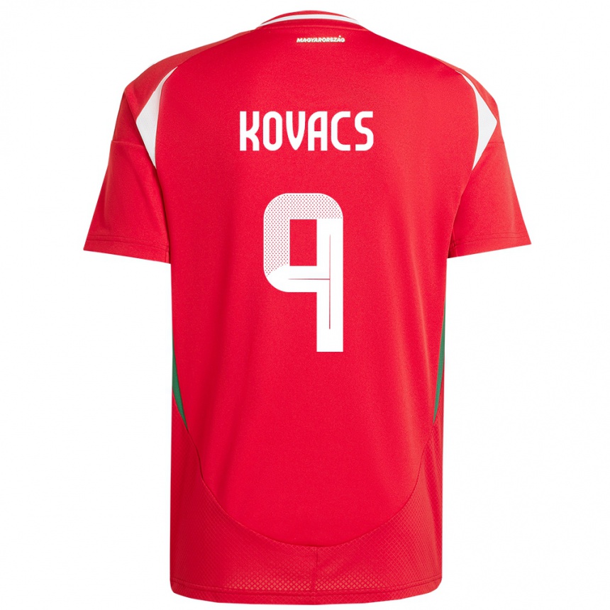 Niño Fútbol Camiseta Hungría Patrik Kovács #9 Rojo 1ª Equipación 24-26 México