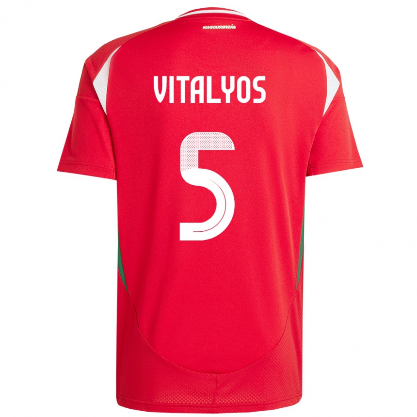 Niño Fútbol Camiseta Hungría Viktor Vitályos #5 Rojo 1ª Equipación 24-26 México