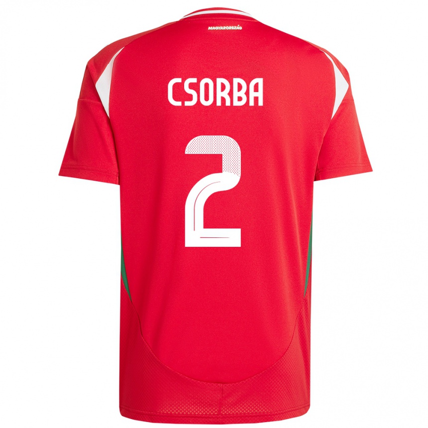 Niño Fútbol Camiseta Hungría Dominik Csorba #2 Rojo 1ª Equipación 24-26 México