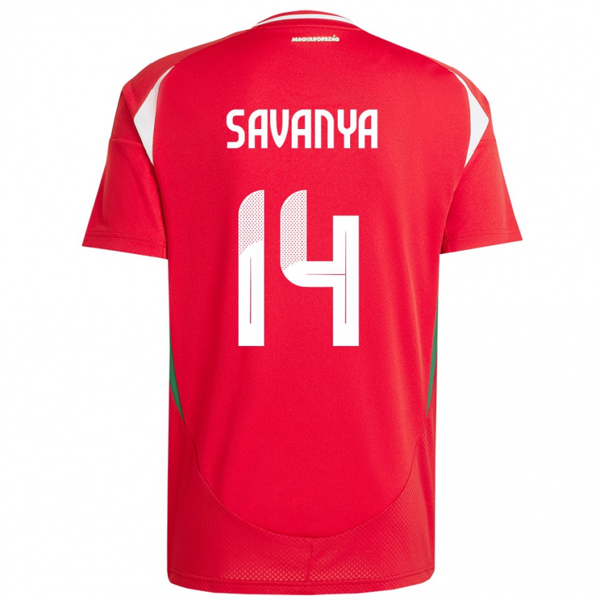 Niño Fútbol Camiseta Hungría Csilla Savanya #14 Rojo 1ª Equipación 24-26 México