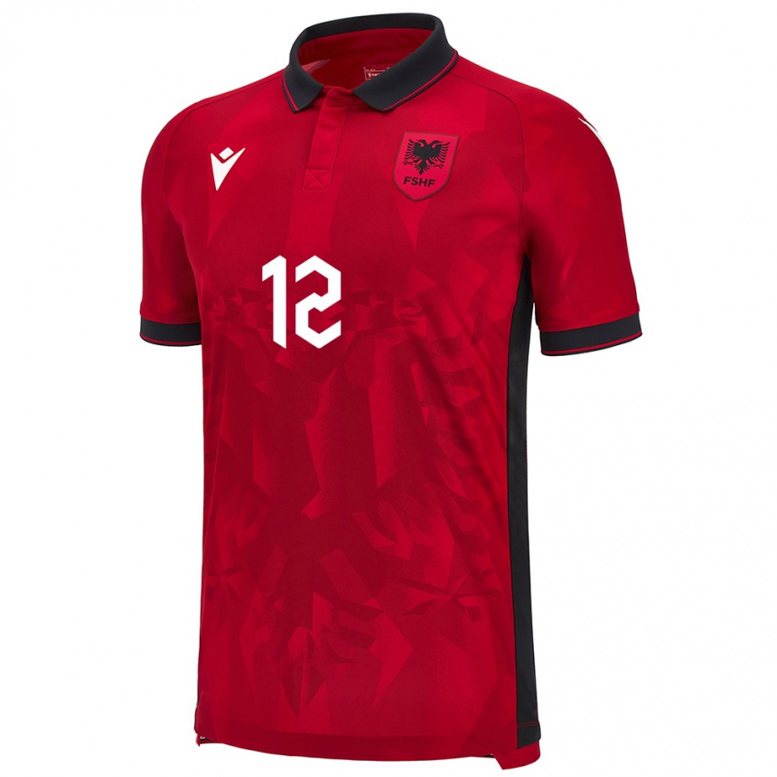 Niño Fútbol Camiseta Albania Klidman Lilo #12 Rojo 1ª Equipación 24-26 México