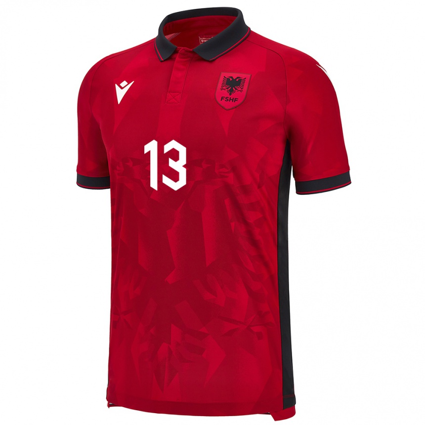 Niño Fútbol Camiseta Albania Enea Mihaj #13 Rojo 1ª Equipación 24-26 México