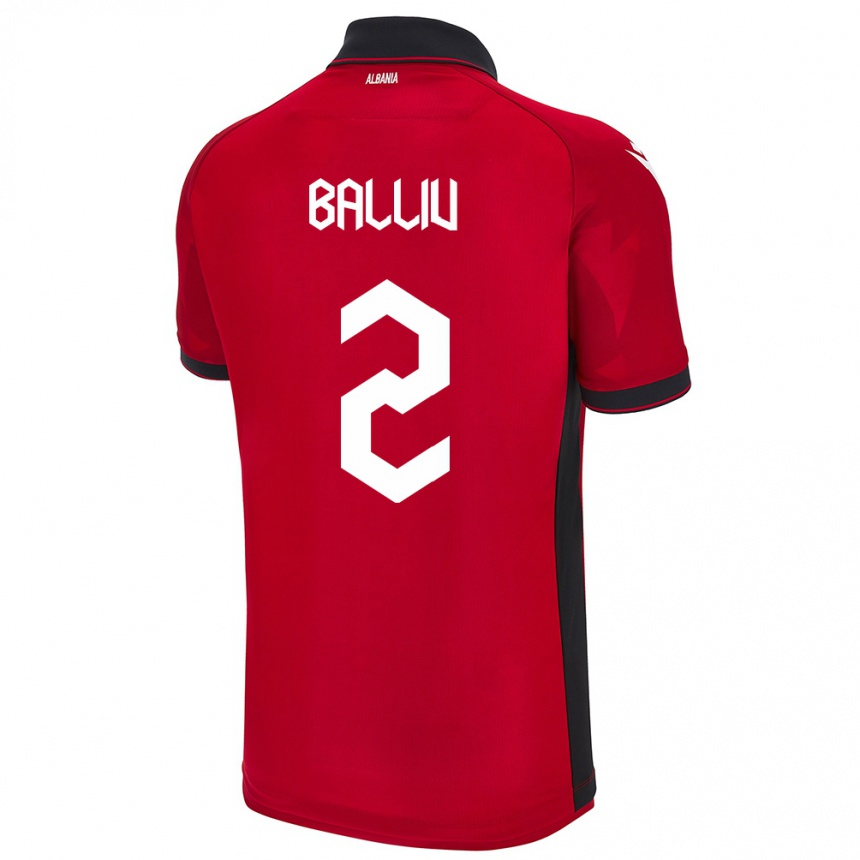 Niño Fútbol Camiseta Albania Iván Balliu #2 Rojo 1ª Equipación 24-26 México