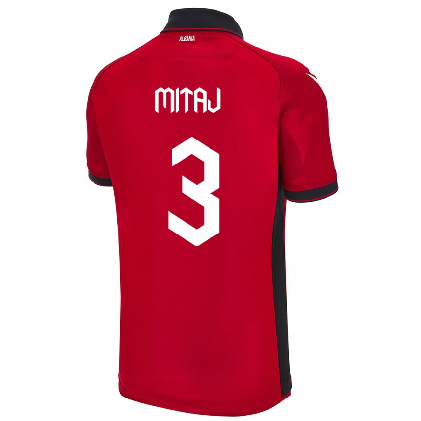 Niño Fútbol Camiseta Albania Mario Mitaj #3 Rojo 1ª Equipación 24-26 México