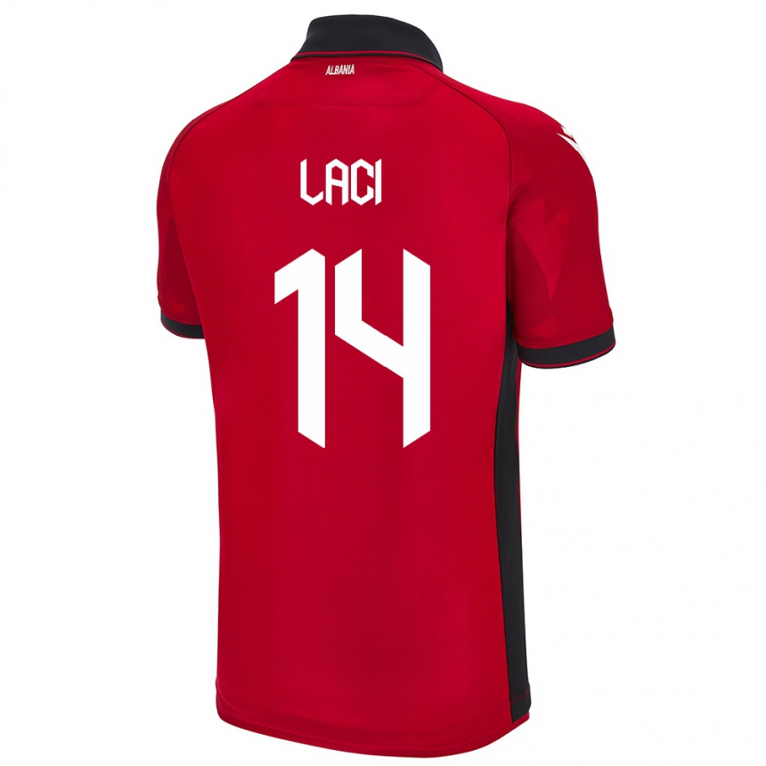 Niño Fútbol Camiseta Albania Qazim Laci #14 Rojo 1ª Equipación 24-26 México