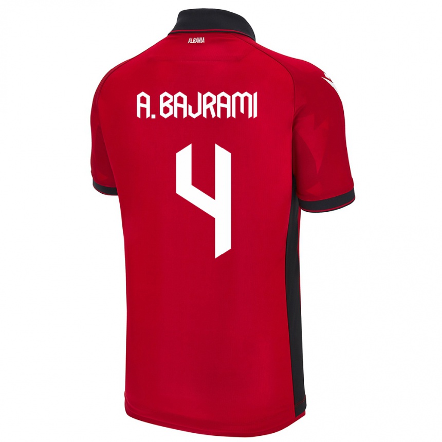 Niño Fútbol Camiseta Albania Adrian Bajrami #4 Rojo 1ª Equipación 24-26 México