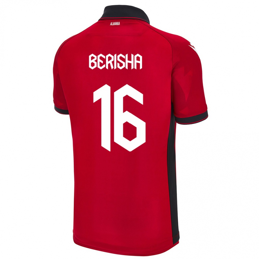 Niño Fútbol Camiseta Albania Medon Berisha #16 Rojo 1ª Equipación 24-26 México