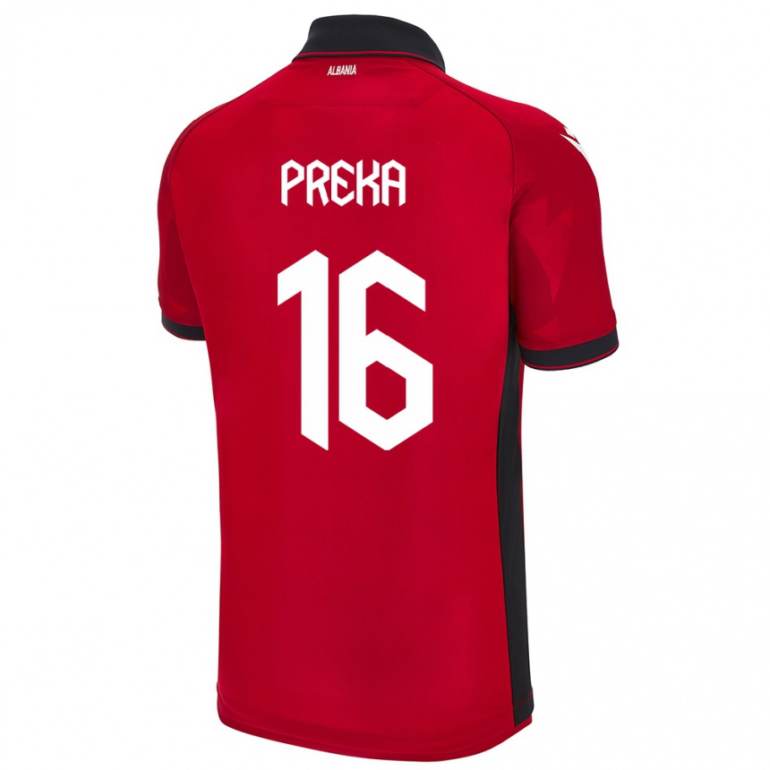 Niño Fútbol Camiseta Albania Marcelino Preka #16 Rojo 1ª Equipación 24-26 México