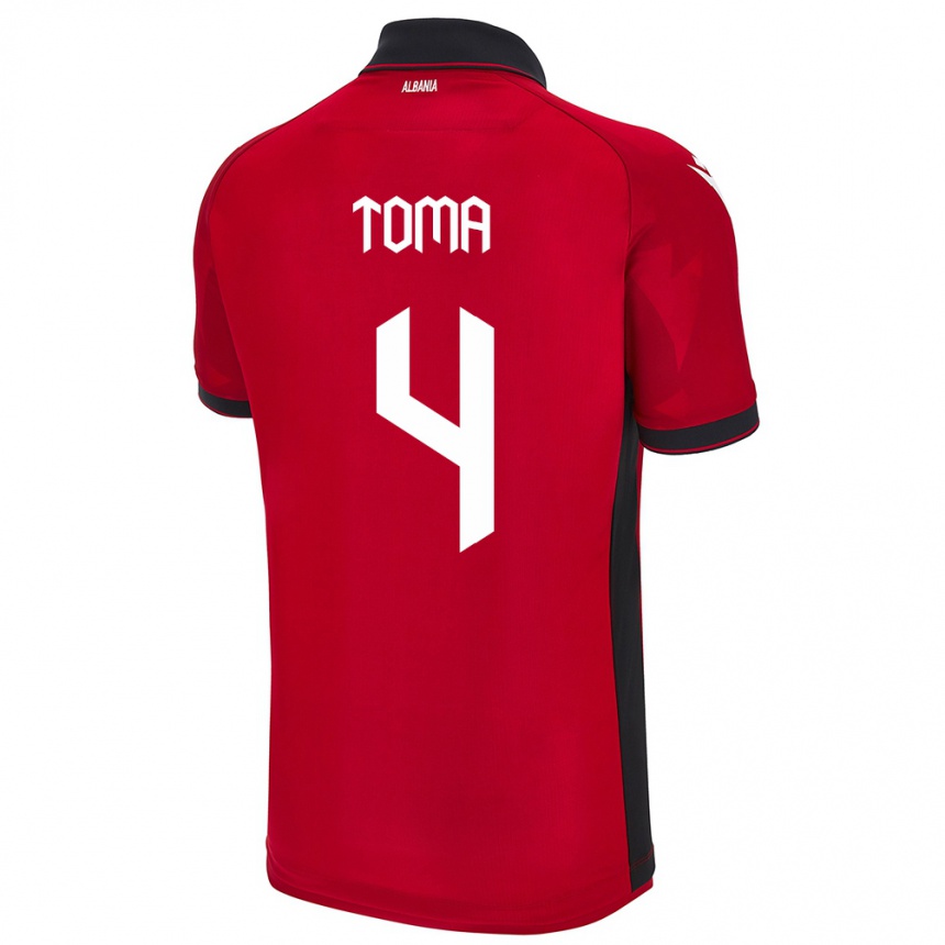 Niño Fútbol Camiseta Albania Stella Toma #4 Rojo 1ª Equipación 24-26 México