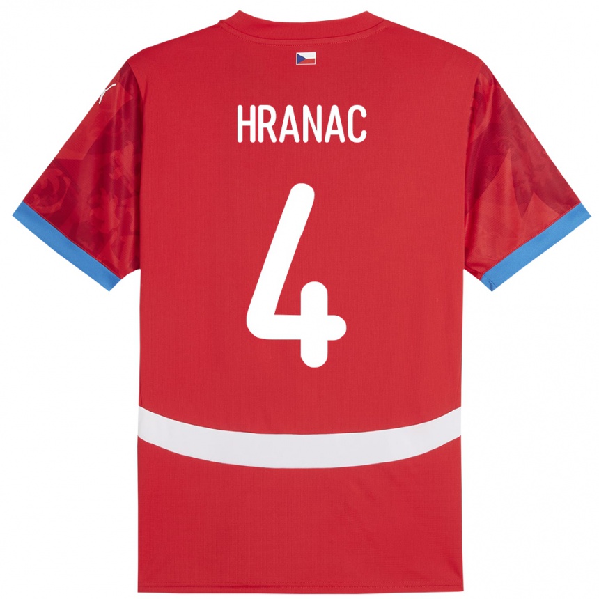 Niño Fútbol Camiseta Chequia Robin Hranac #4 Rojo 1ª Equipación 24-26 México