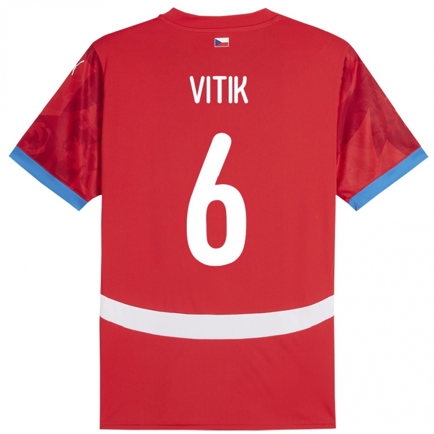 Niño Fútbol Camiseta Chequia Martin Vitík #6 Rojo 1ª Equipación 24-26 México