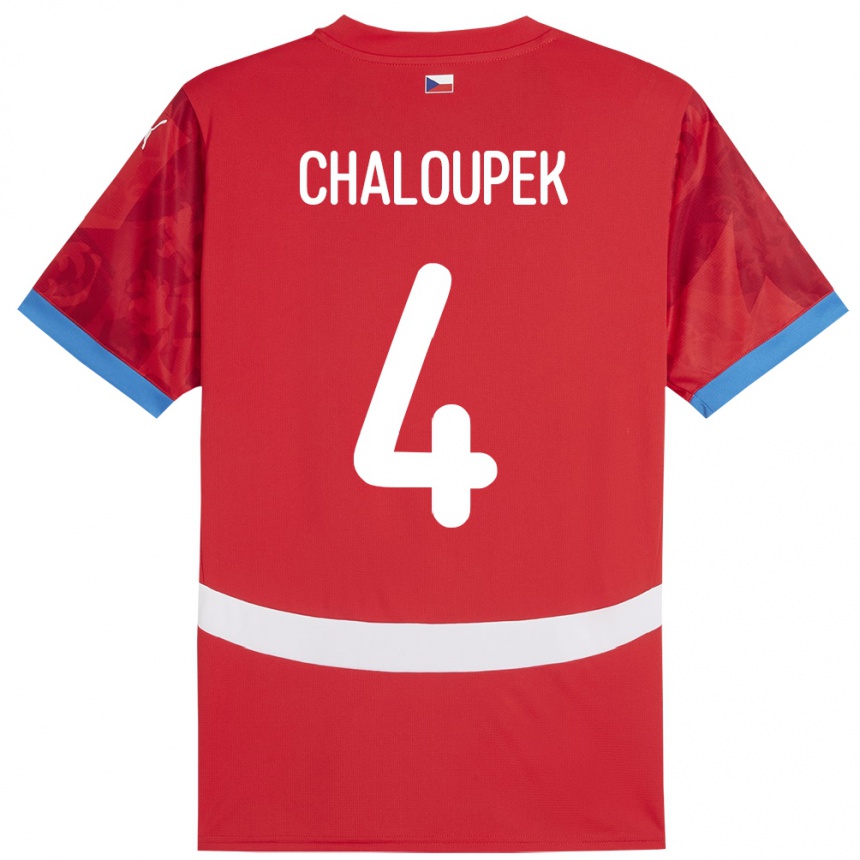 Niño Fútbol Camiseta Chequia Stepan Chaloupek #4 Rojo 1ª Equipación 24-26 México