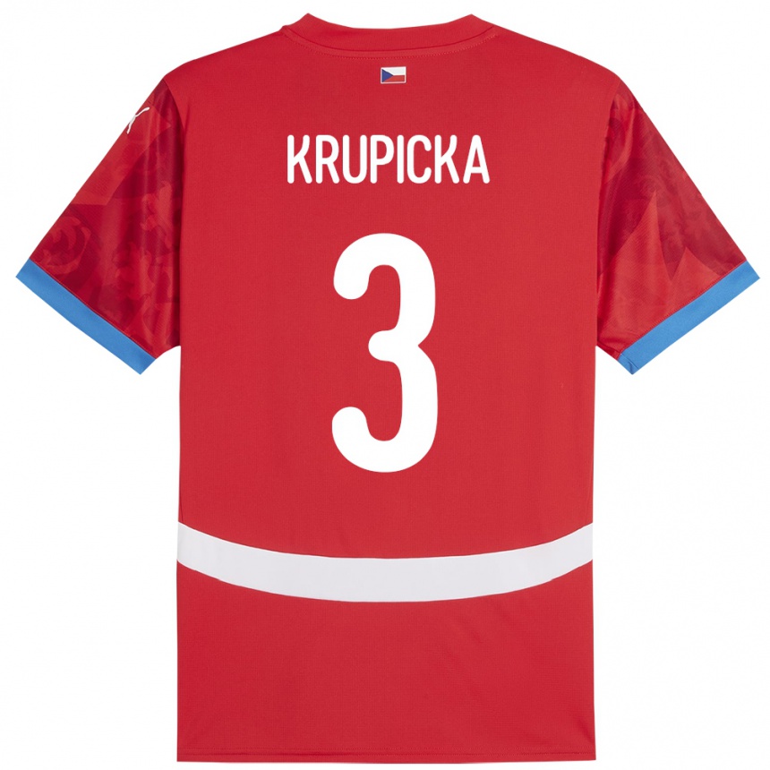 Niño Fútbol Camiseta Chequia David Krupicka #3 Rojo 1ª Equipación 24-26 México