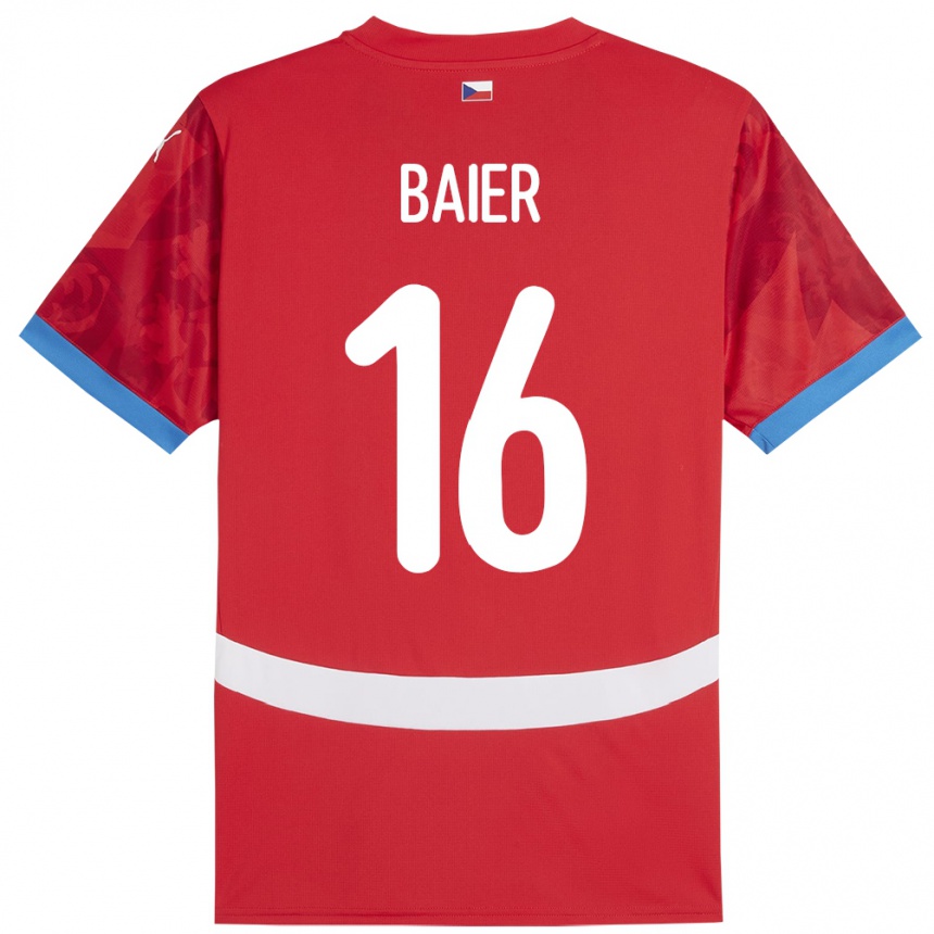 Niño Fútbol Camiseta Chequia Viktor Baier #16 Rojo 1ª Equipación 24-26 México