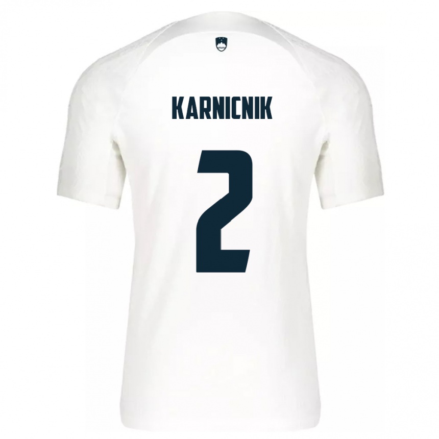 Niño Fútbol Camiseta Eslovenia Zan Karnicnik #2 Blanco 1ª Equipación 24-26 México