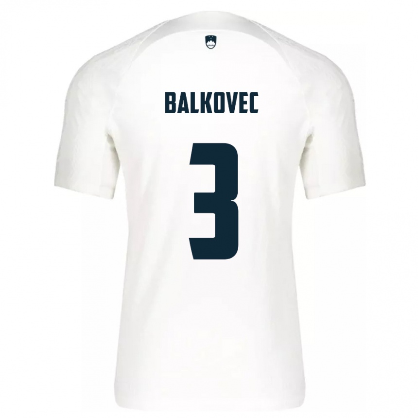 Niño Fútbol Camiseta Eslovenia Jure Balkovec #3 Blanco 1ª Equipación 24-26 México